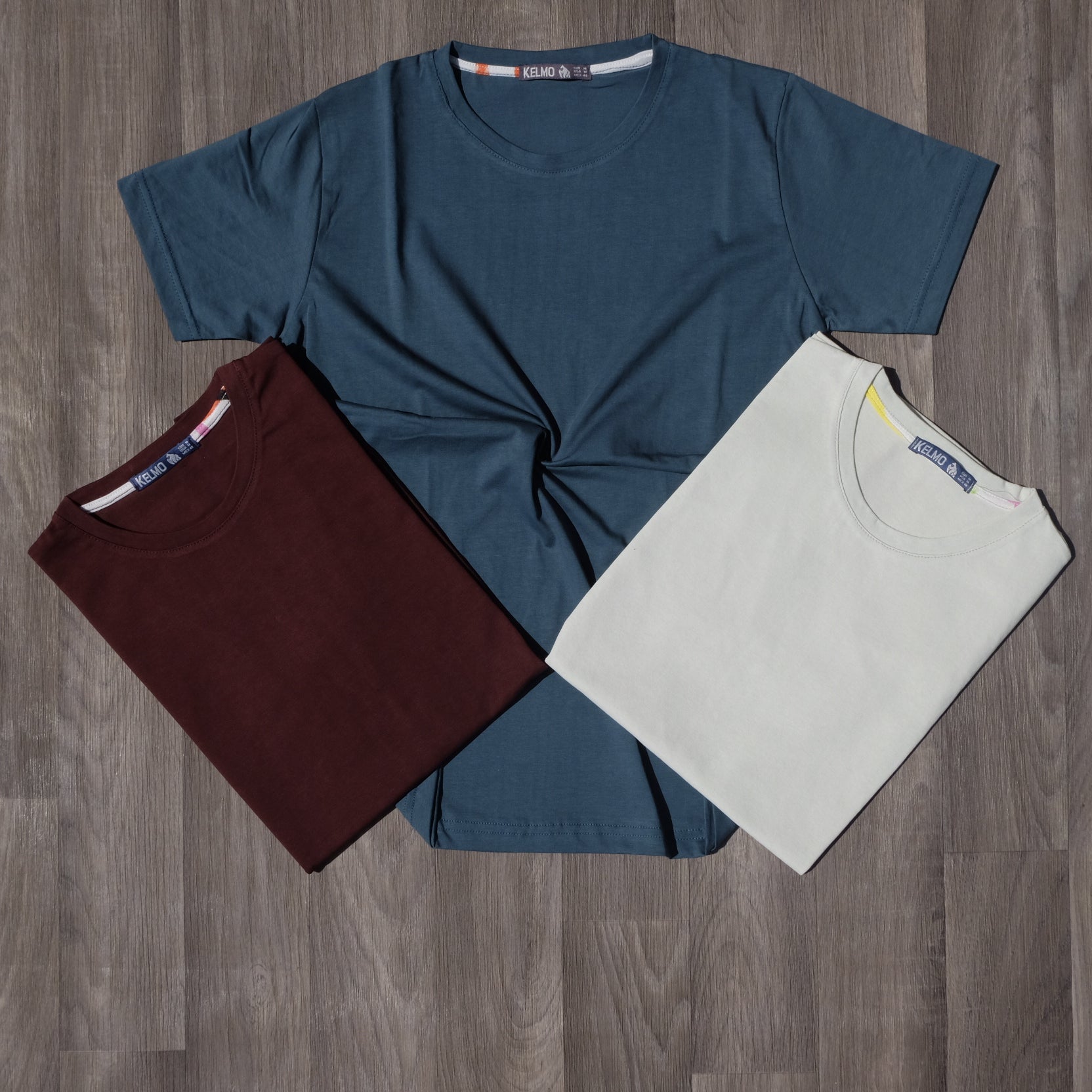 Pack 3 T-Shirts Vert Olive, Vert Clair et Grenat