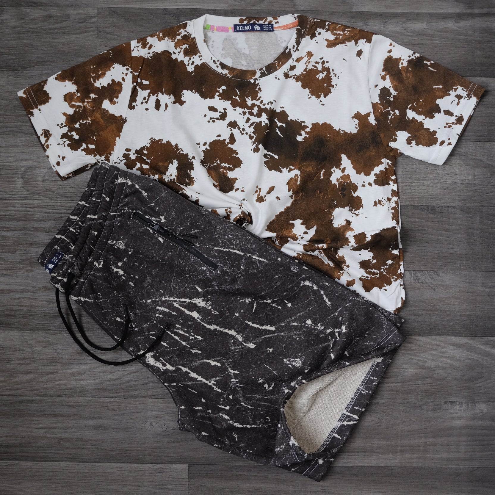 Ensemble T-shirt Cloud et Short Imprimé Marbre Noir