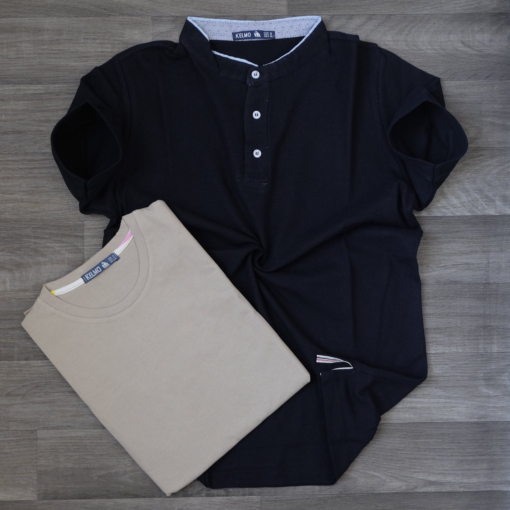 Pack Polo Noir et T-shirt Beige Sable
