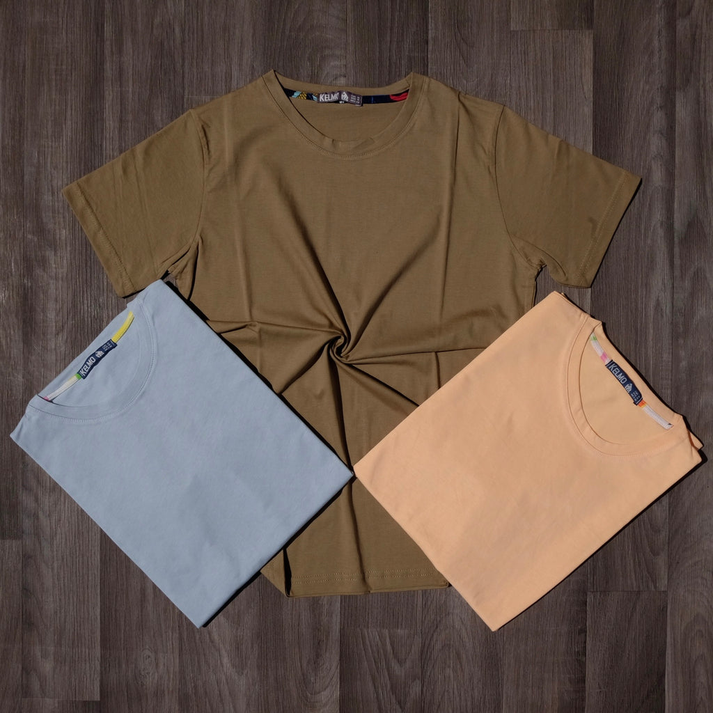 Pack 3 T-Shirts Saumon, Bleu ciel et Marron clair