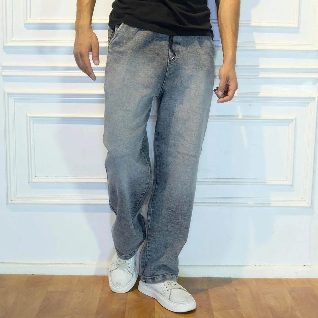 Pantalon Jean Baggy Délavé Gris