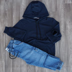 Ensemble Cargo Jeans Délavé Bleu et Capuche Cotton Bleu Marine