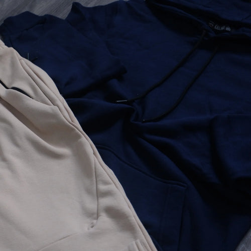 Ensemble Jogging Beige et Capuche Cotton Bleu Marine