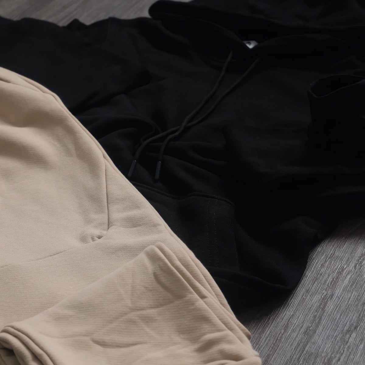 Ensemble Jogging Beige + Capuche Cotton Noir