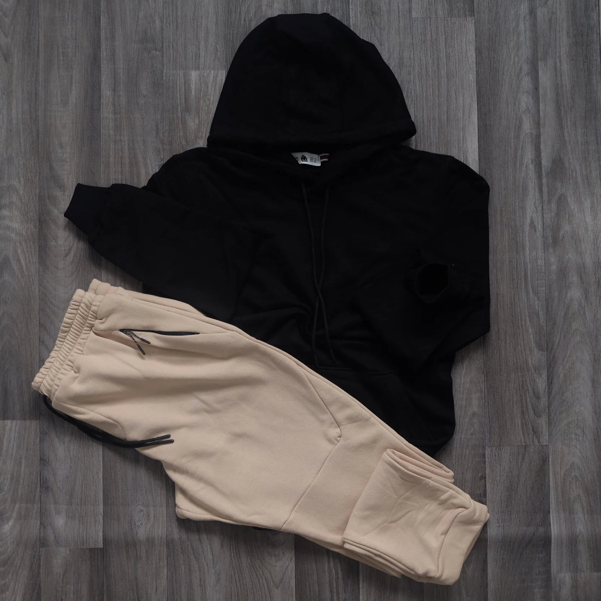 Ensemble Jogging Beige + Capuche Cotton Noir