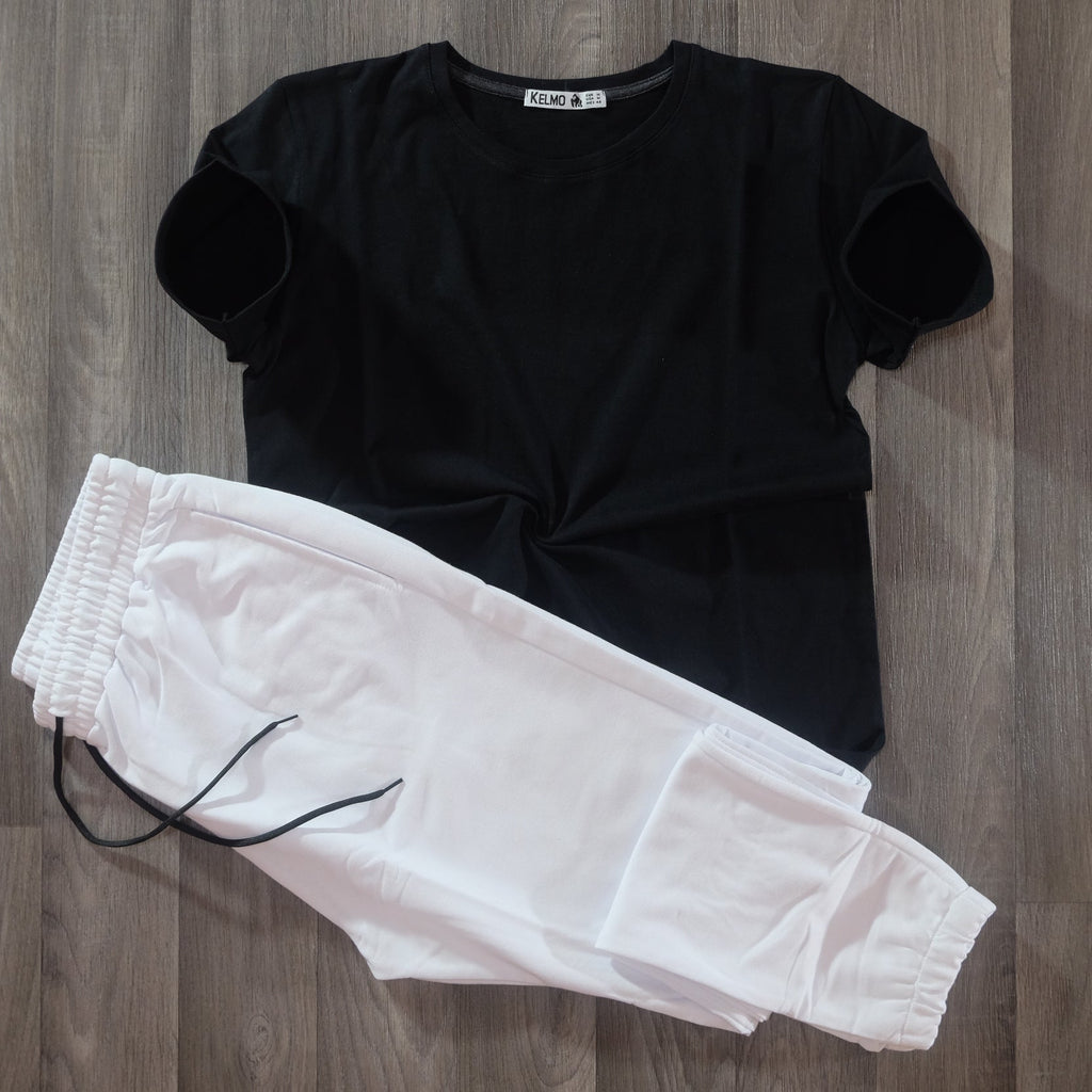 Ensemble T-Shirt Noir et Jogging Blanc