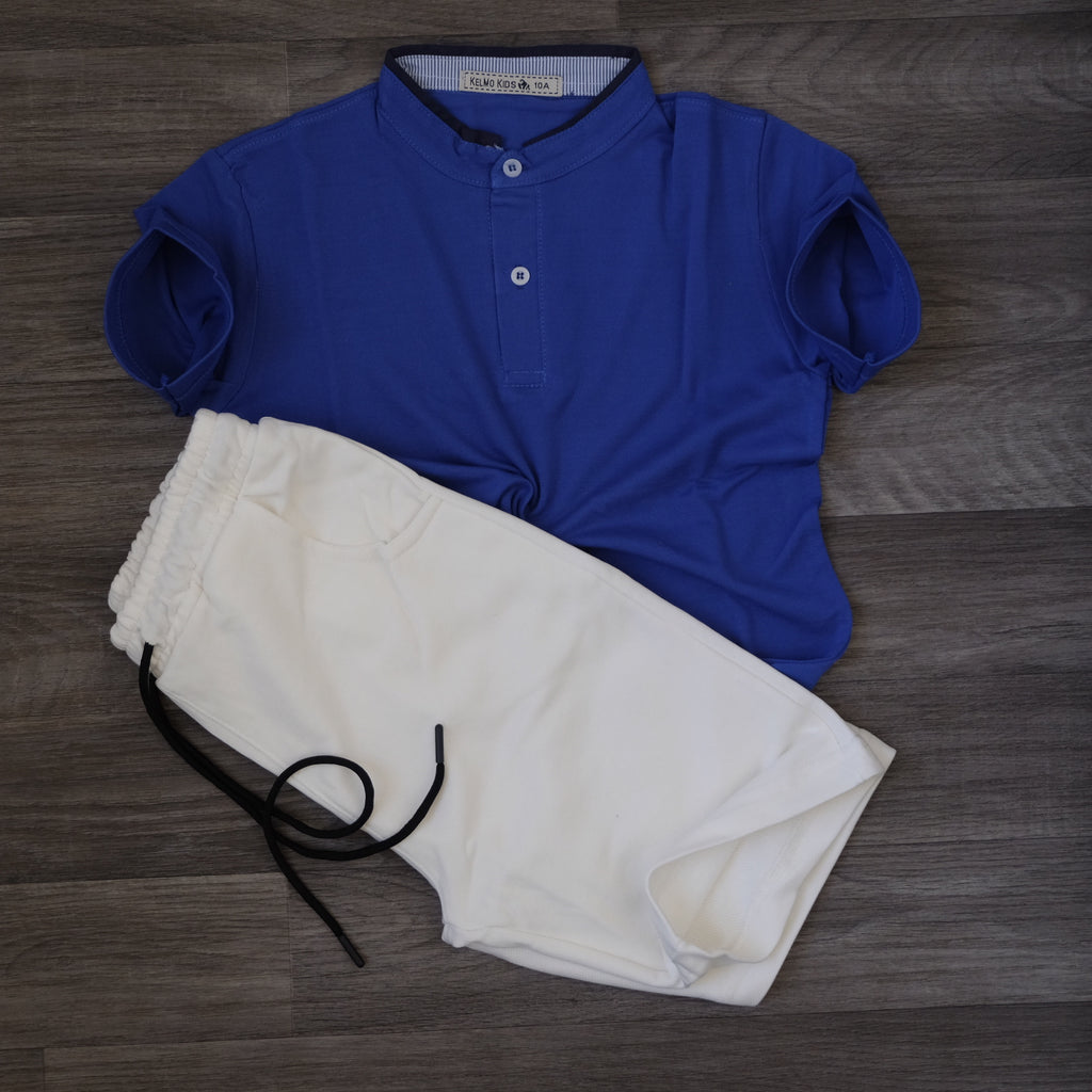 Ensemble Enfant Polo Bleu Royal et Short Jogging Blanc