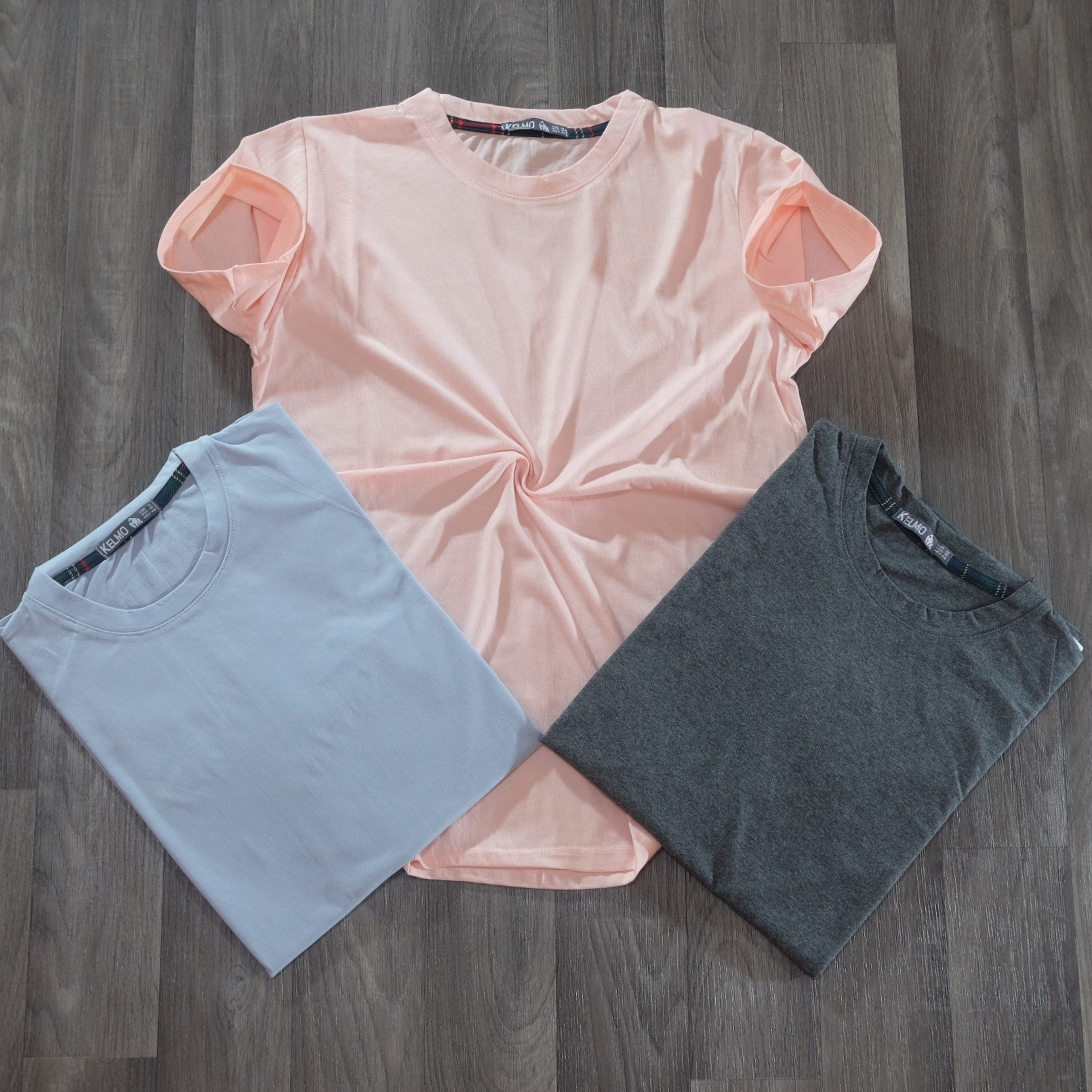 Pack 3 T-Shirt Gris Clair et Gris Chine Fonce et Saumon