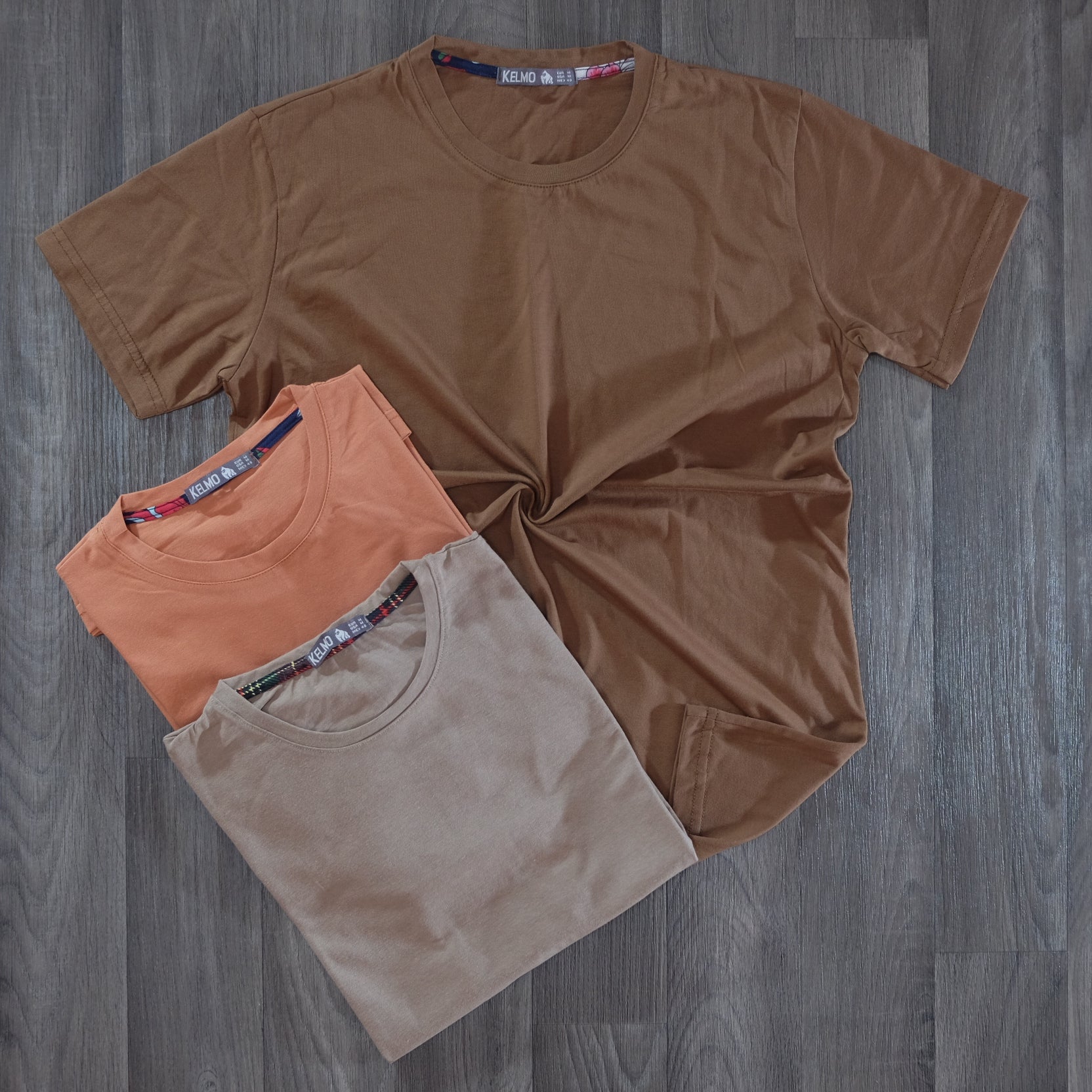 Pack 3 T-Shirt Taba et Saumon Fonce et Beige Caramel